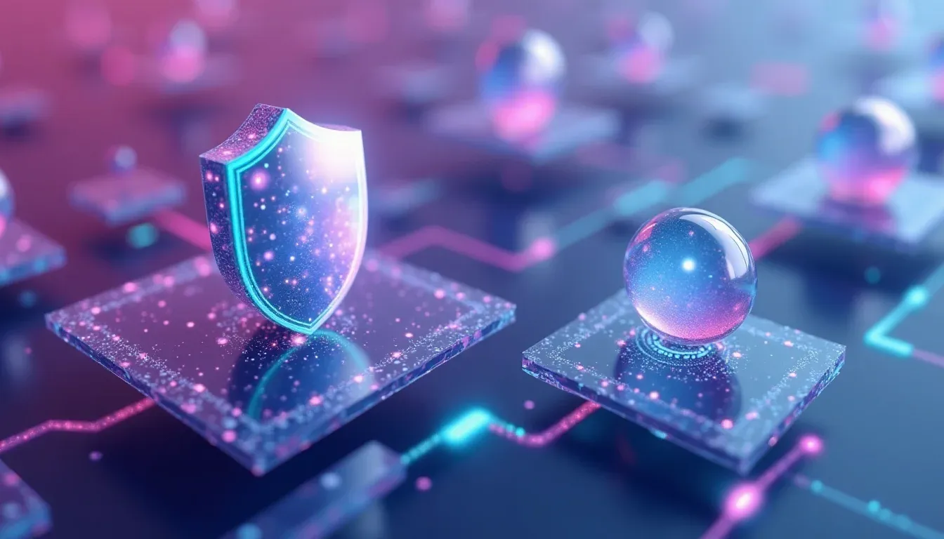 Abstracte weergave van dataschilden en privacybescherming in digitale lagen