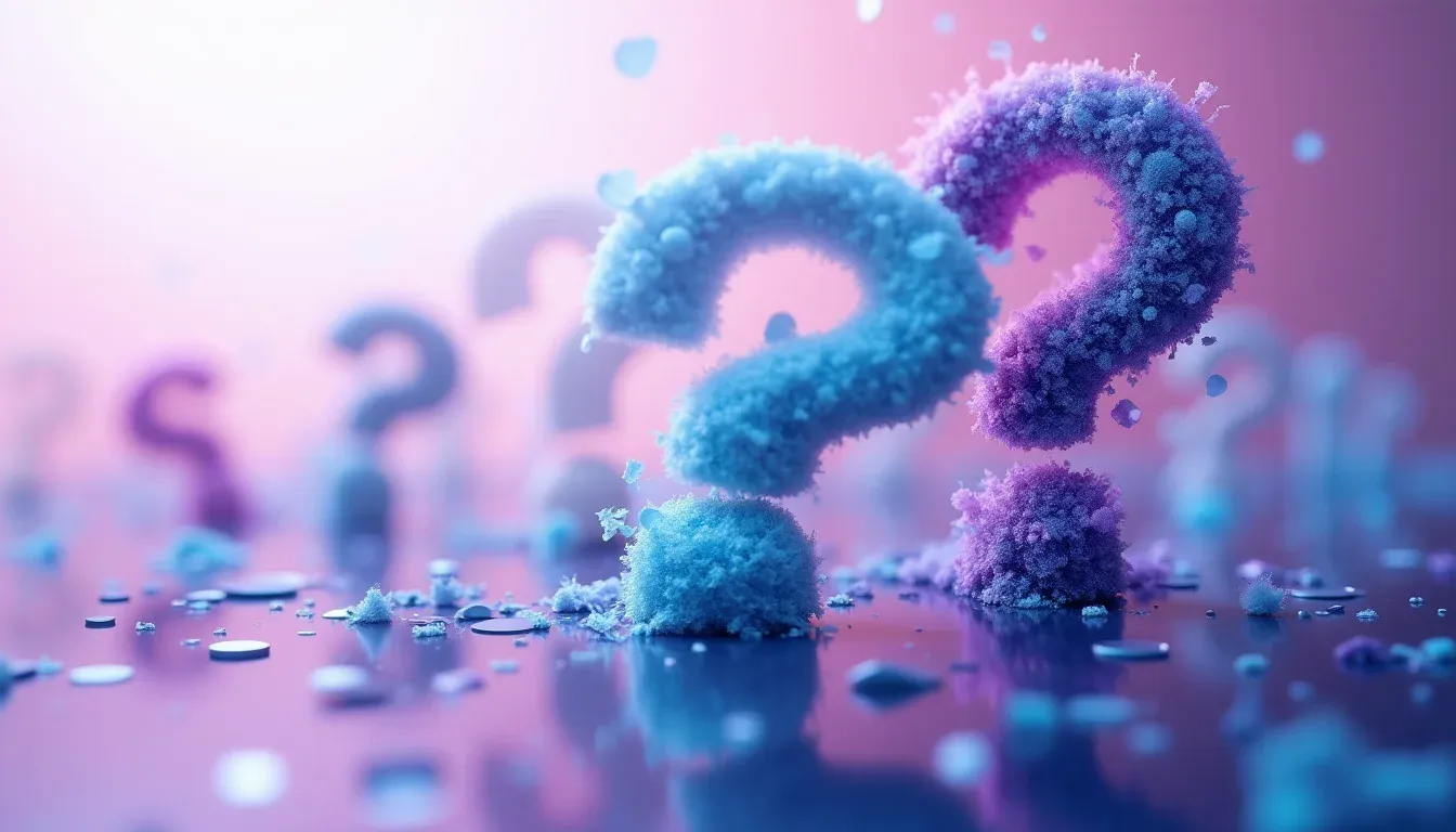 Zwevende vraagtekens oplossend in datastromen, symbool voor compliance-vragen