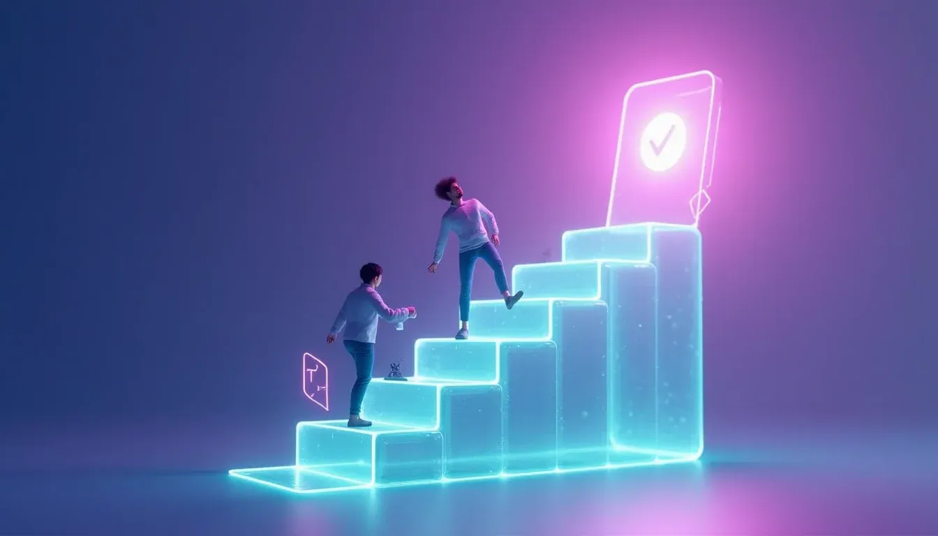Trap symboliseert stappen richting AI-compliance voor MKB