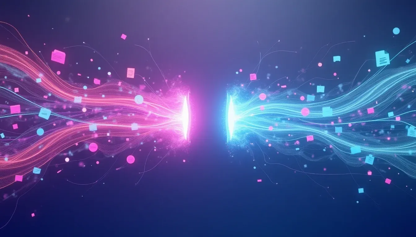 Digitale informatiestroom splitst zich in twee paden: structuur versus chaos