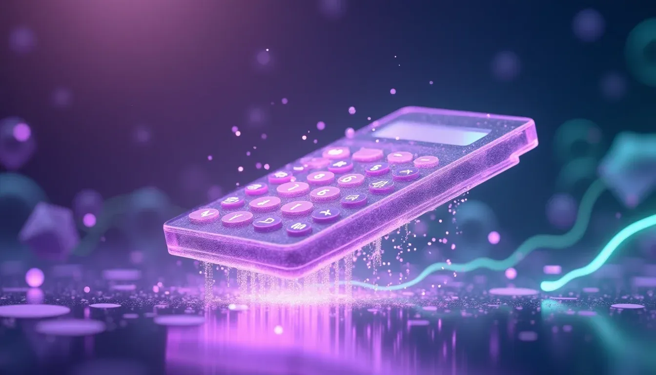 Abstract calculator oplossend in datastroom symboliseert ROI-berekening