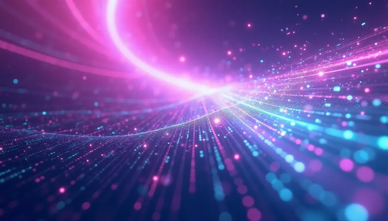 Abstracte datastromen die transformeren in geometrische patronen